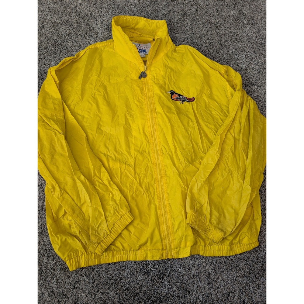 Vintage Baltimore Orioles‎ MLB Pro Player Yellow Windbreaker Jacket Mens XL